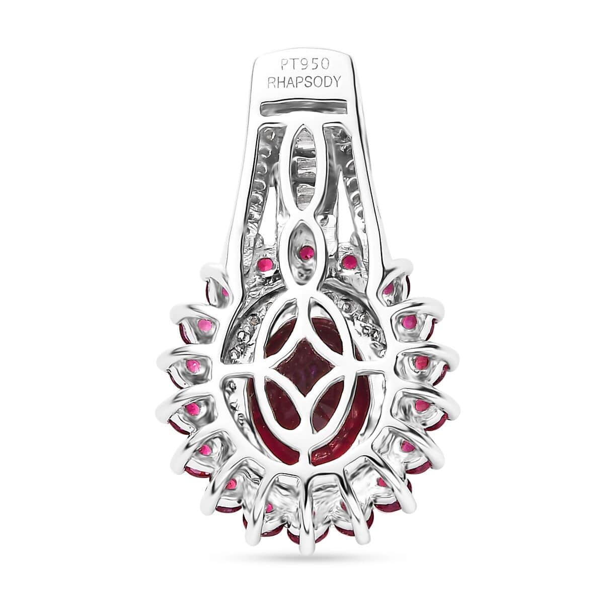 Rhapsody 950 Platinum AAAA Ouro Fino Rubellite and E-F VS Diamond Floral Pendant 5.25 Grams 2.65 ctw image number 4