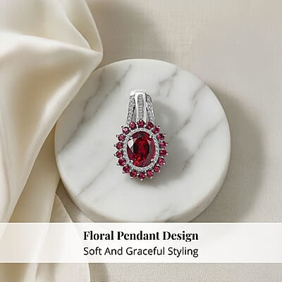 Rhapsody 950 Platinum AAAA Ouro Fino Rubellite and E-F VS Diamond Floral Pendant without Chain 5.25 Grams 2.65 ctw