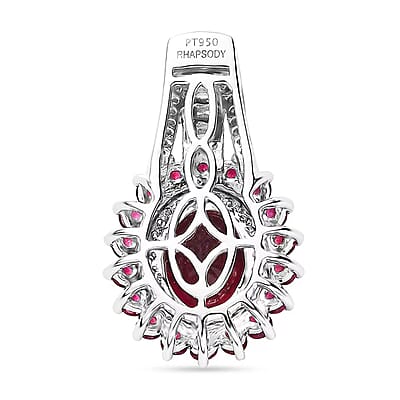 Rhapsody 950 Platinum AAAA Ouro Fino Rubellite and E-F VS Diamond Floral Pendant without Chain 5.25 Grams 2.65 ctw