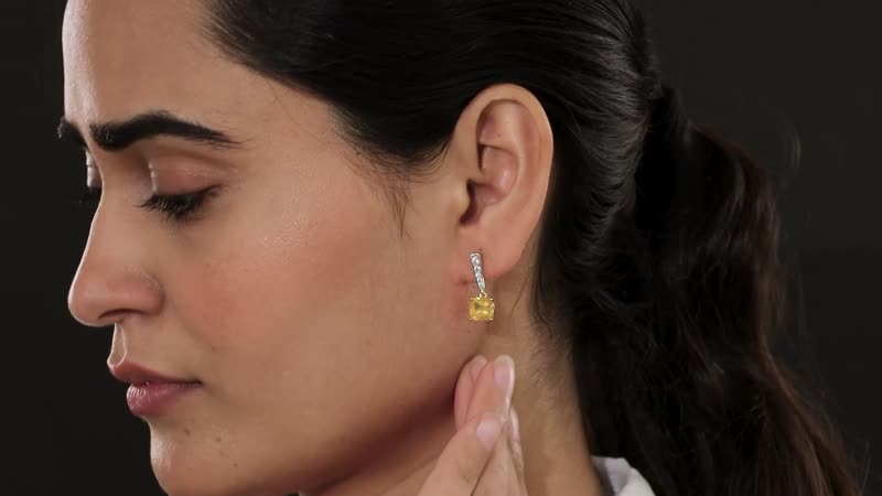 Premium BURITI Fire Opal and White Zircon Stud Earrings in Vermeil Yellow Gold Over Sterling Silver 2.25 ctw
