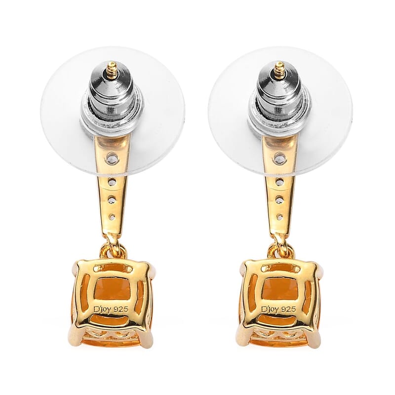 Premium BURITI Fire Opal and White Zircon Stud Earrings in Vermeil Yellow Gold Over Sterling Silver 2.25 ctw