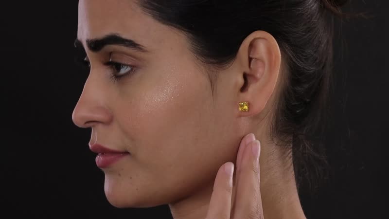 Premium BURITI Fire Opal Solitaire Stud Earrings in Vermeil Yellow Gold Over Sterling Silver 1.25 ctw
