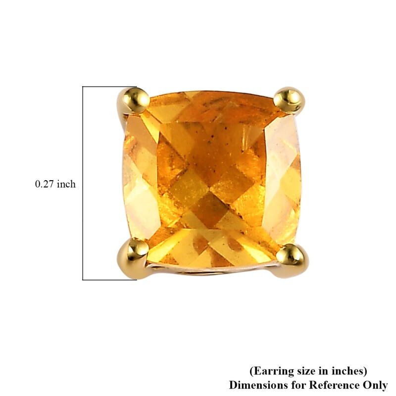 Premium BURITI Fire Opal Solitaire Stud Earrings in Vermeil Yellow Gold Over Sterling Silver 1.25 ctw