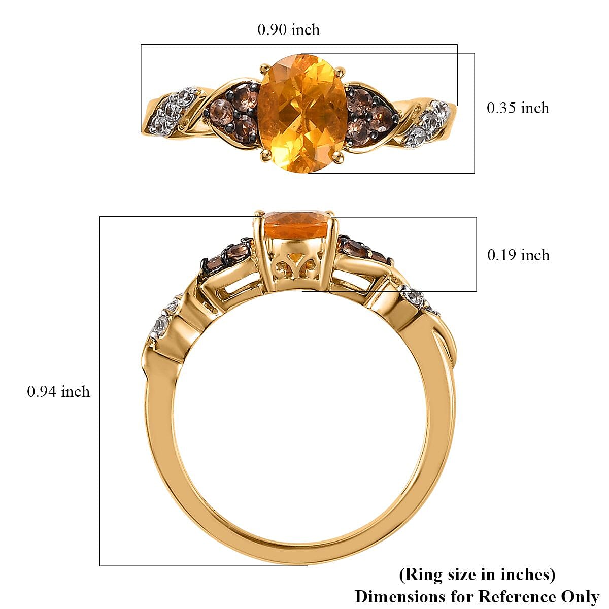 Premium BURITI Fire Opal and Multi Gemstone Ring in Vermeil Yellow Gold Over Sterling Silver (Size 10.0) 1.00 ctw