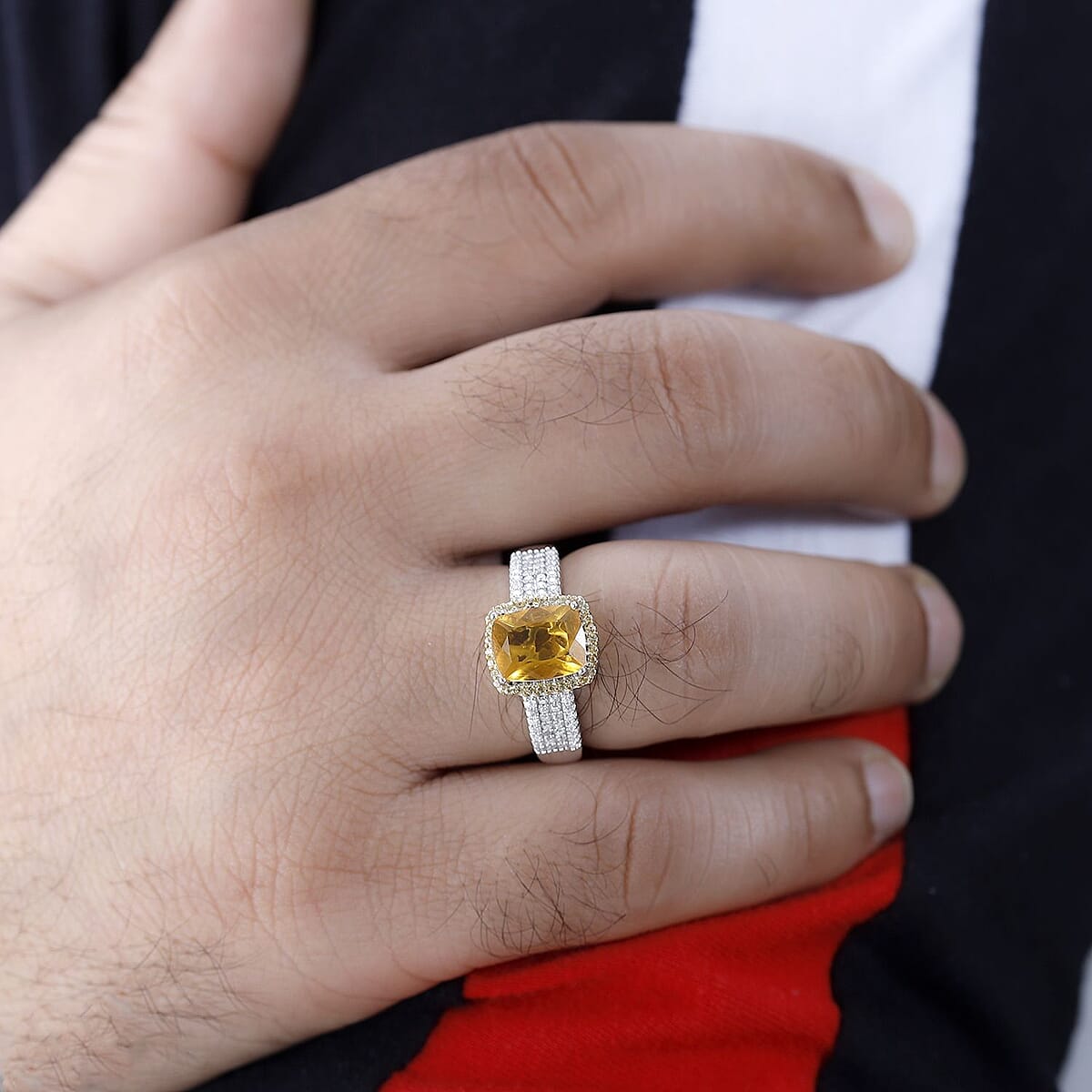 Premium Brazilian Fire Opal and Multi Gemstone Ring in Platinum Over Sterling Silver 2.60 ctw image number 2