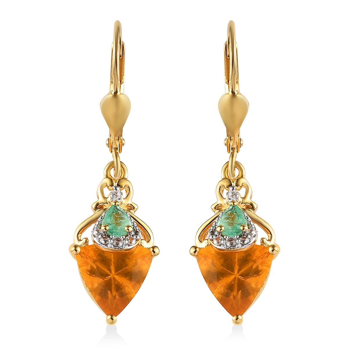 Premium BURITI Fire Opal and Multi Gemstone Earrings in Vermeil Yellow Gold Over Sterling Silver 2.50 ctw image number 0
