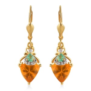 Premium BURITI Fire Opal and Multi Gemstone Earrings in Vermeil Yellow Gold Over Sterling Silver 2.50 ctw