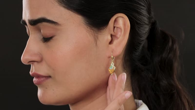 D'Joy Premium BURITI Fire Opal and Multi Gemstone Earrings in Vermeil Yellow Gold Over Sterling Silver 2.50 ctw