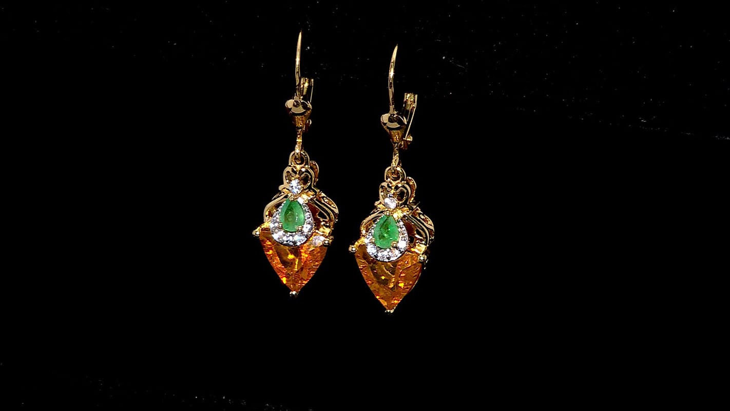 D'Joy Premium BURITI Fire Opal and Multi Gemstone Earrings in Vermeil Yellow Gold Over Sterling Silver 2.50 ctw