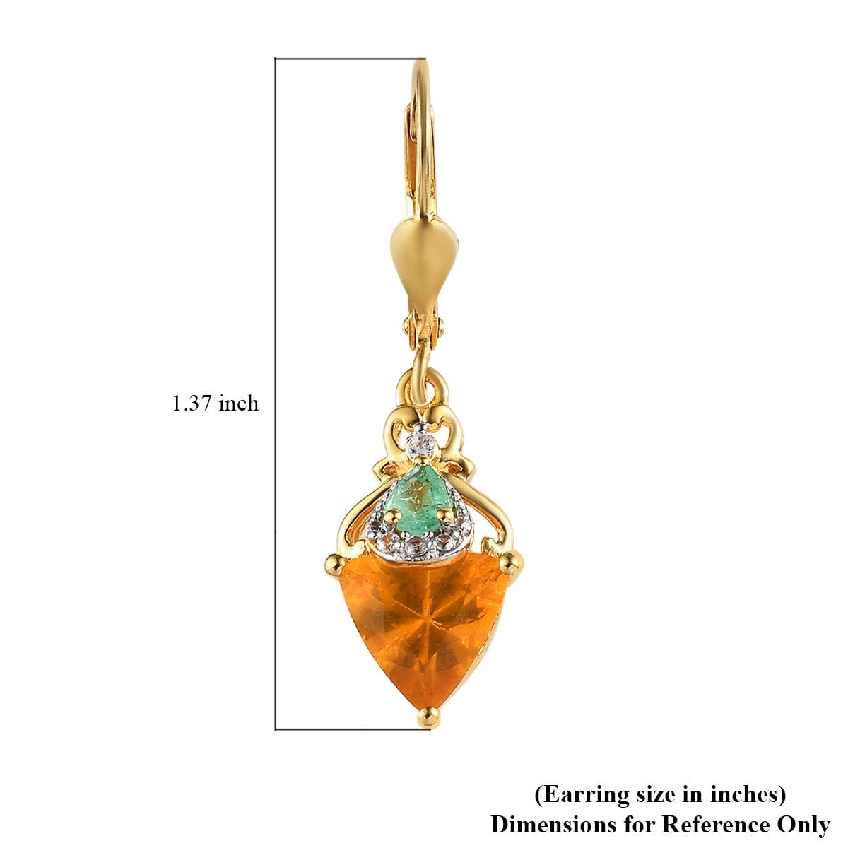 Premium BURITI Fire Opal and Multi Gemstone Earrings in Vermeil Yellow Gold Over Sterling Silver 2.50 ctw image number 4