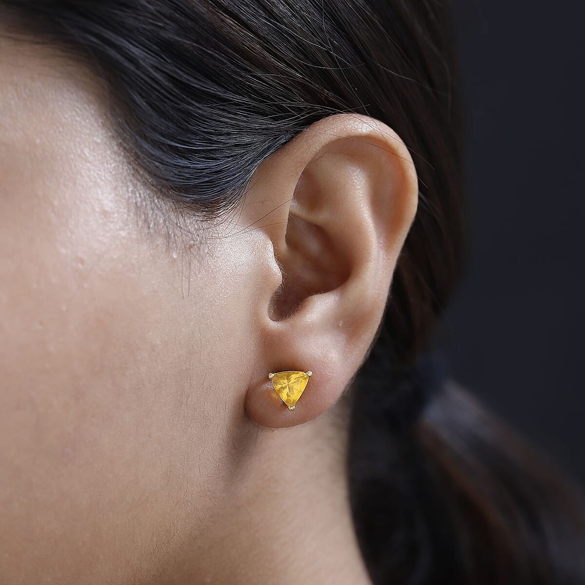 Premium BURITI Fire Opal Solitaire Stud Earrings in Vermeil Yellow Gold Over Sterling Silver 1.60 ctw image number 2