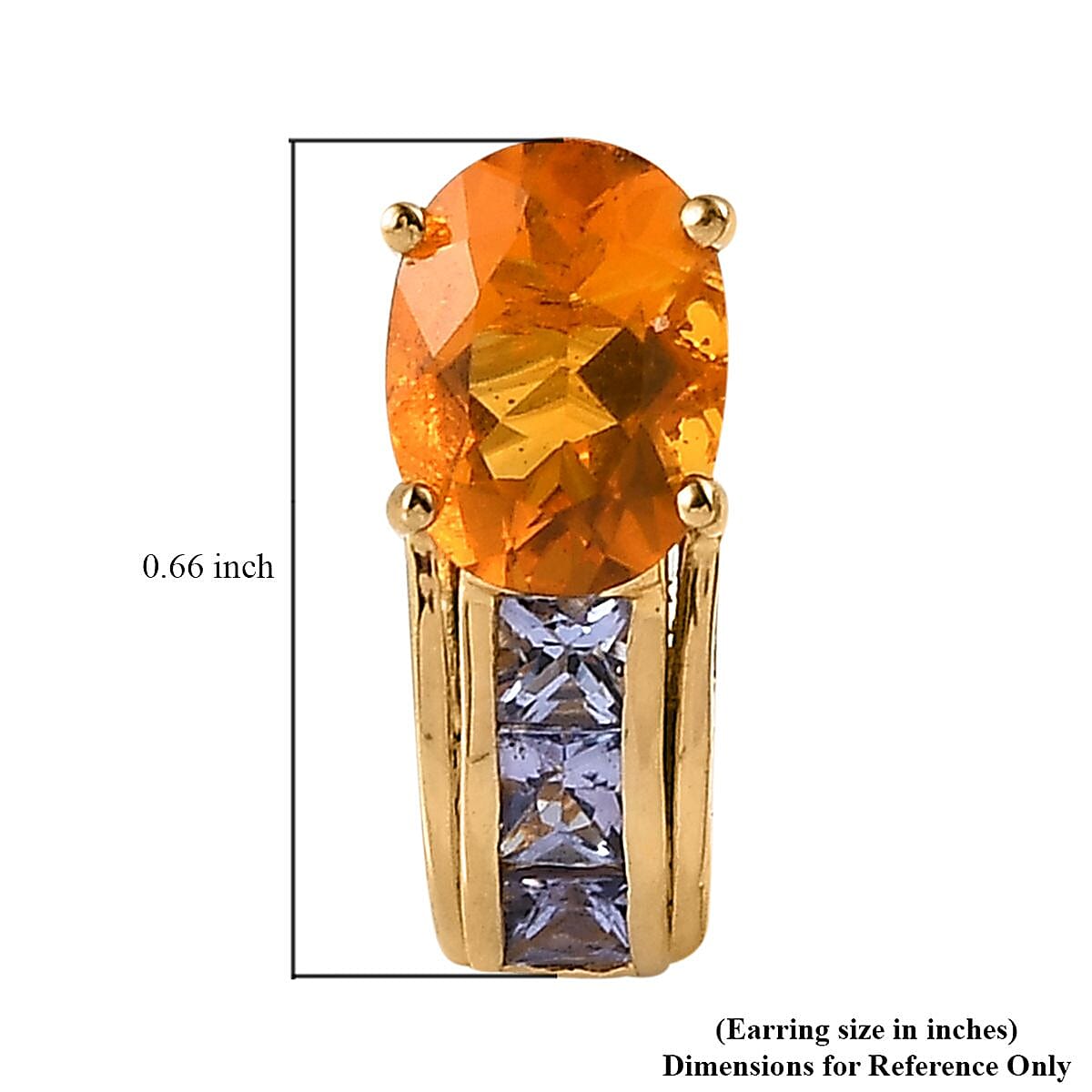 Premium BURITI Fire Opal and Tanzanite J-Hoop Earrings in Vermeil Yellow Gold Over Sterling Silver 2.10 ctw