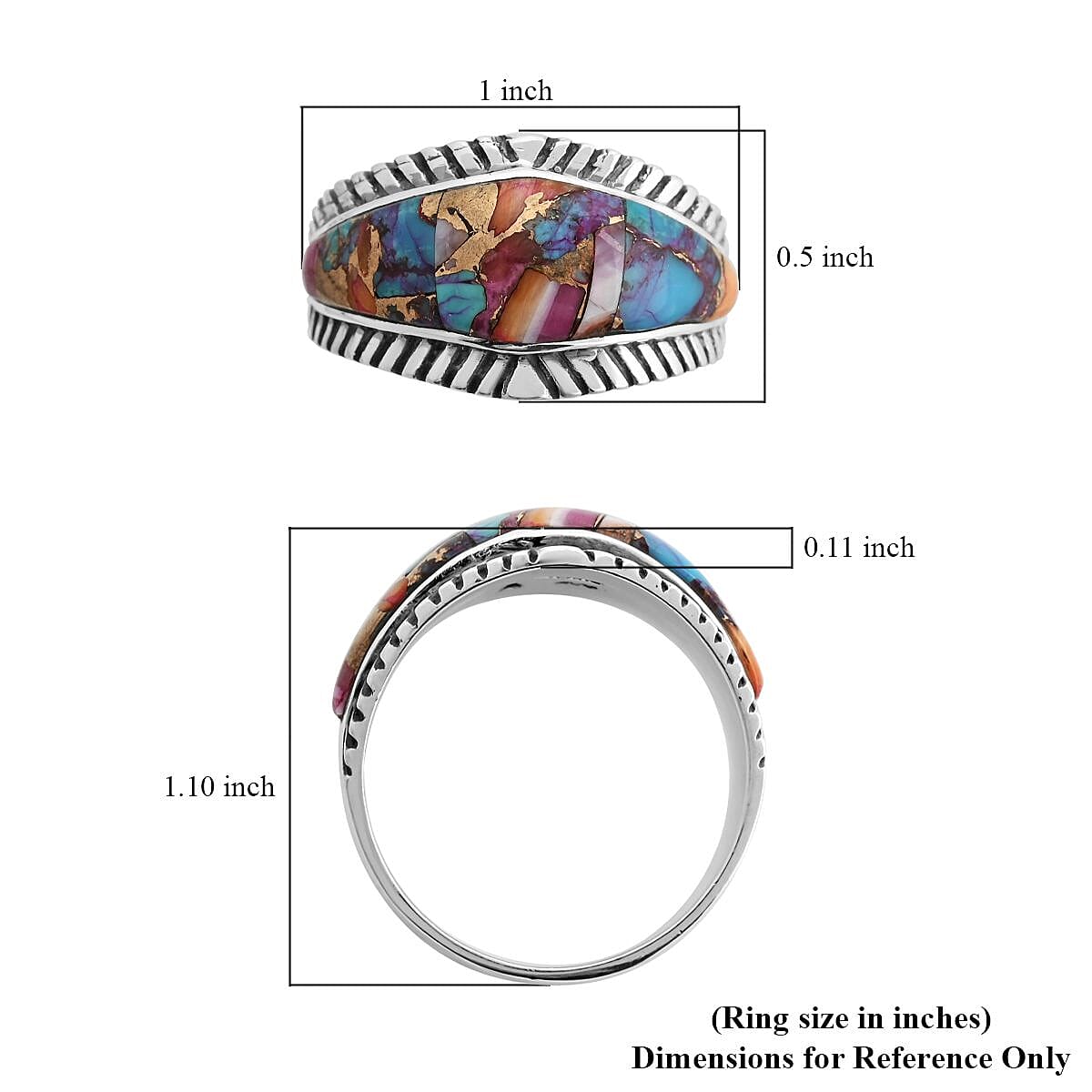 Santa Fe Style Multi Gemstone Ring in Sterling Silver (Size 10.0) 4.40 ctw image number 4