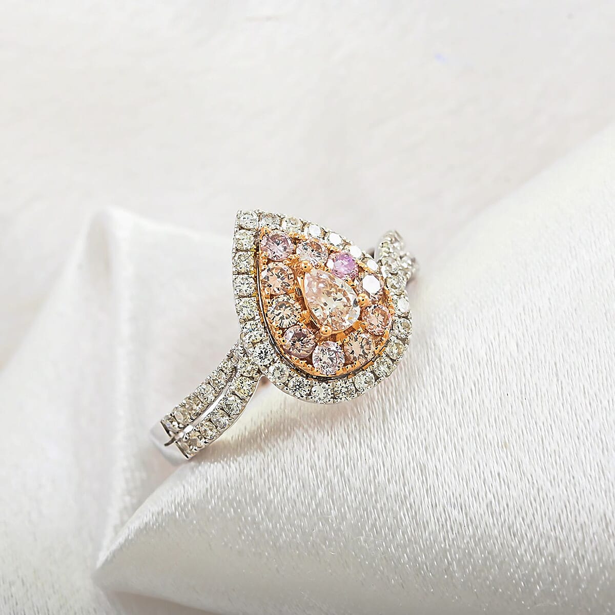 Modani 14K Rose and White Gold Natural Pink and White Diamond Ring (Size 10.0) 1.00 ctw image number 1