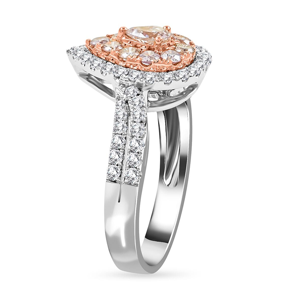 Modani 14K Rose and White Gold Natural Pink and White Diamond Ring (Size 10.0) 1.00 ctw image number 3