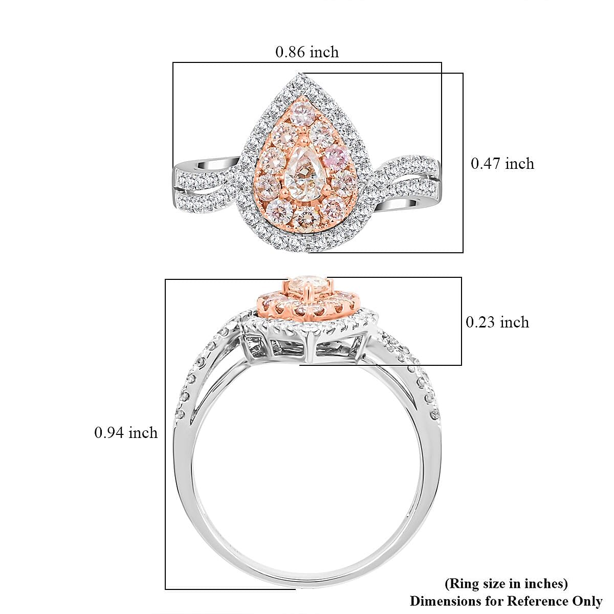 Modani 14K Rose and White Gold Natural Pink and White Diamond Ring (Size 10.0) 1.00 ctw image number 5