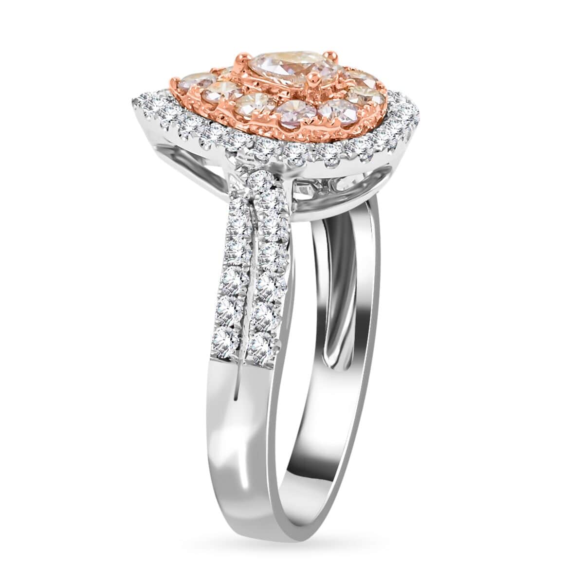 Modani 14K Rose and White Gold Natural Pink and White Diamond Ring (Size 6.0) 1.00 ctw image number 3