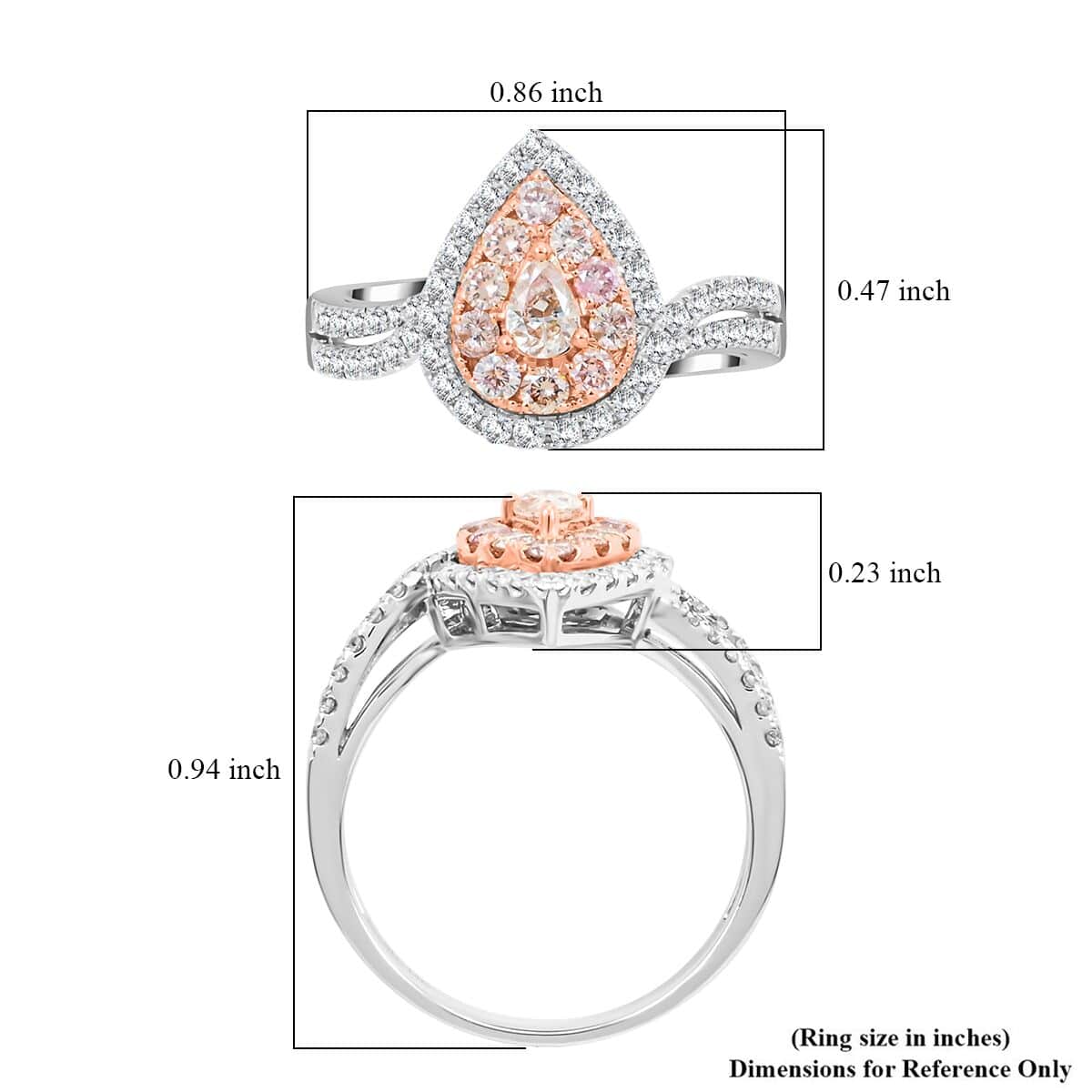 Modani 14K Rose and White Gold Natural Pink and White Diamond Ring (Size 6.0) 1.00 ctw image number 5