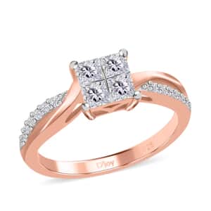 Moissanite 0.85 ctw Ring in Rhodium and Vermeil Rose Gold Over Sterling Silver (Size 6.0)