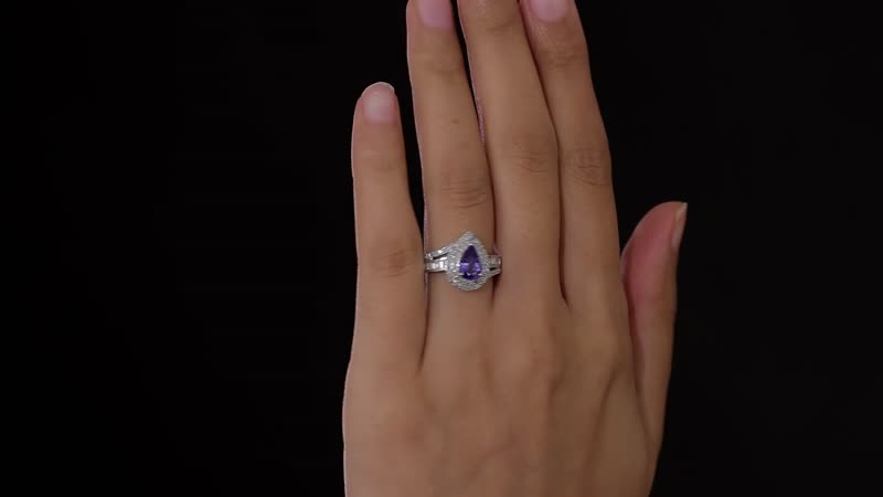 Tanzanite and White Diamond Double Halo Ring in Platinum Over Sterling Silver 1.85 ctw (Del. in 7-10 Days)