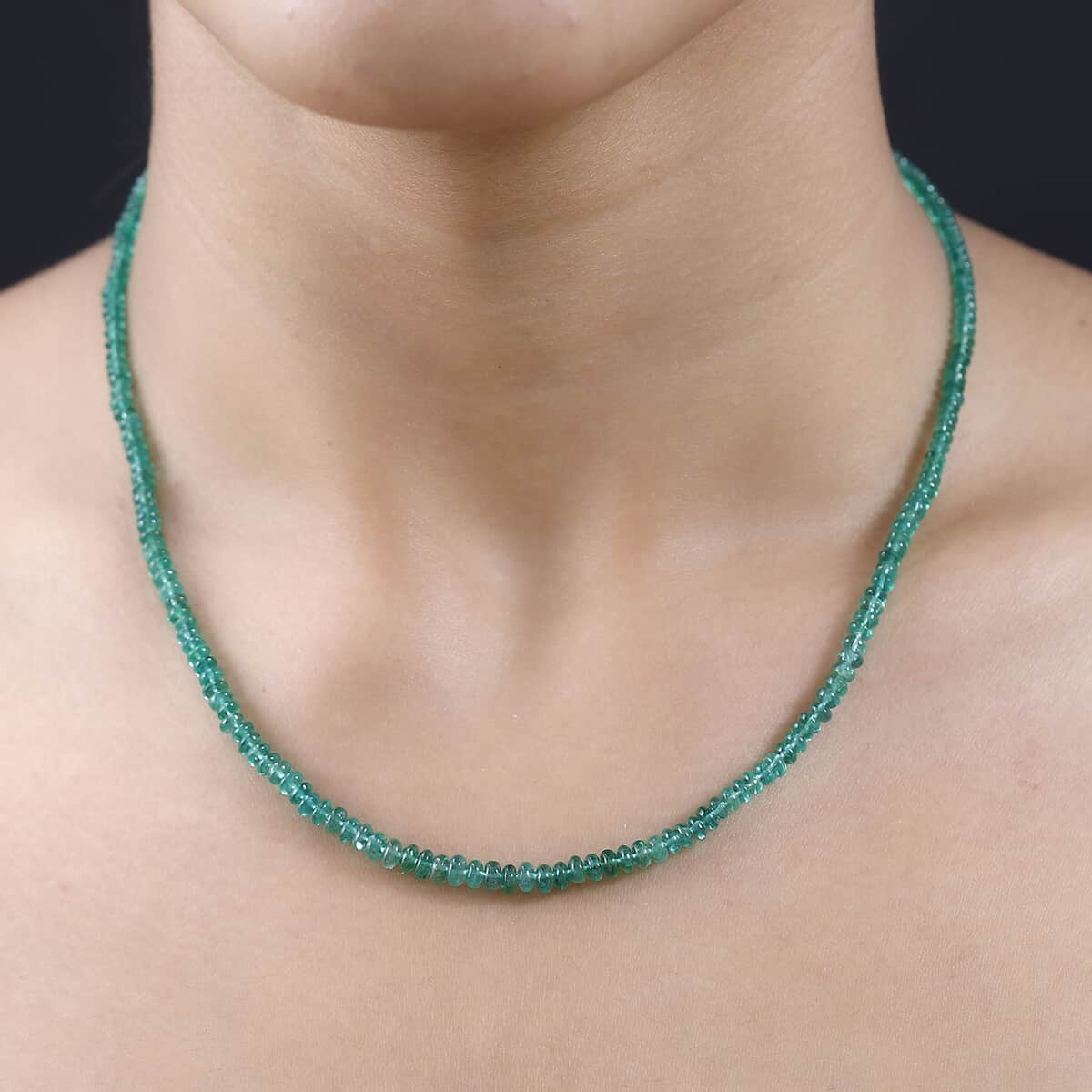 Rhapsody Certified & Appraised AAAA Gemfield Emerald Beaded Graduation Necklace, 950 Platinum Necklace, 18-20 Inch Necklace 36.00 ctw image number 2