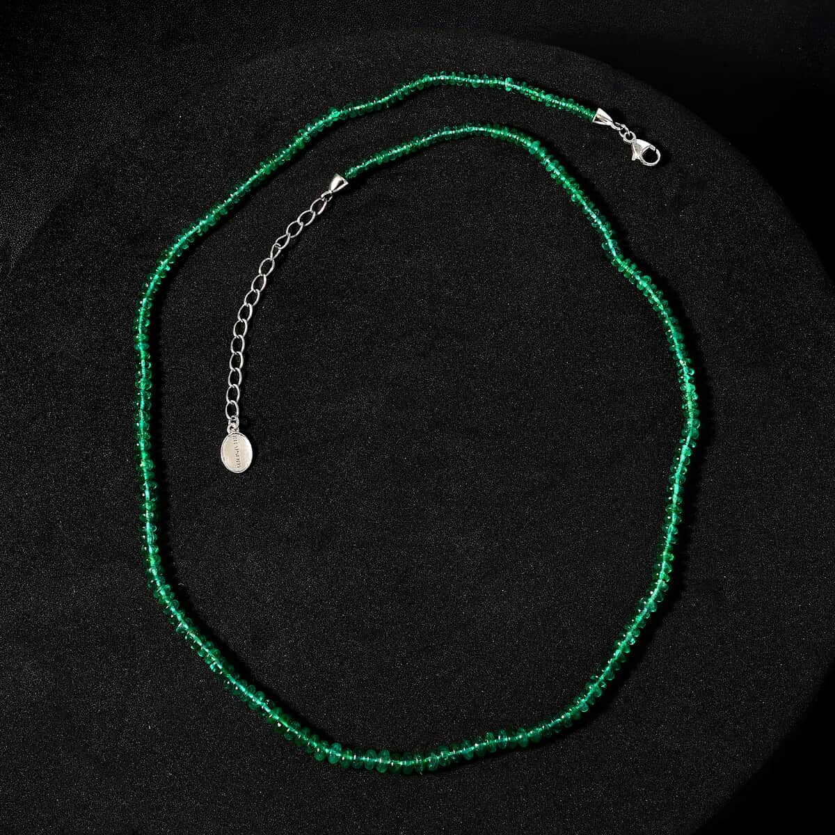 Rhapsody Certified & Appraised AAAA Gemfield Emerald Beaded Graduation Necklace, 950 Platinum Necklace, 18-20 Inch Necklace 36.00 ctw image number 3
