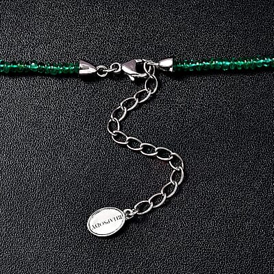Certified and Appraised Rhapsody AAAA Zambian Emerald Beaded Graduated Necklace in 950 Platinum 36.00 ctw (18-20 Inches)