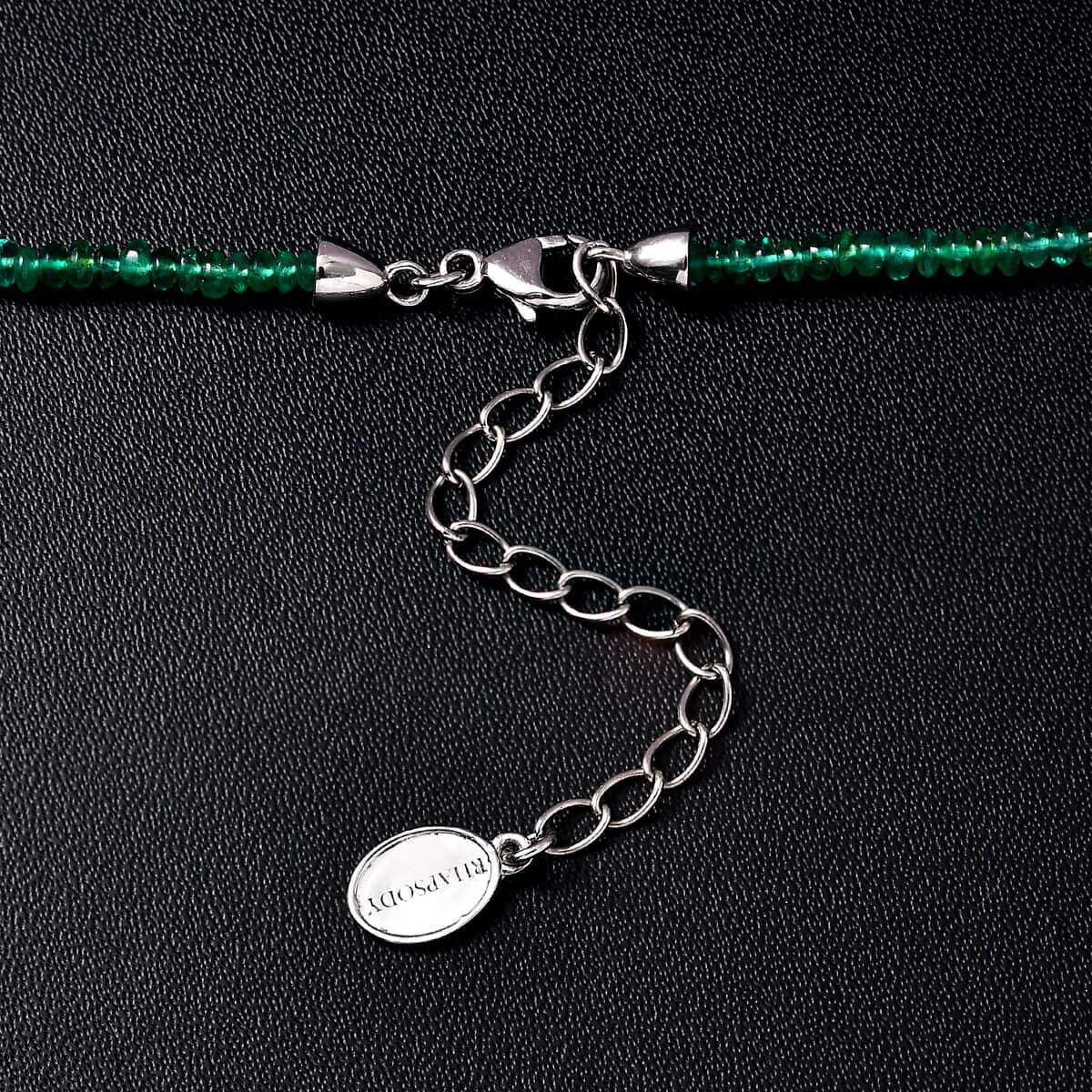 Rhapsody Certified & Appraised AAAA Gemfield Emerald Beaded Graduation Necklace, 950 Platinum Necklace, 18-20 Inch Necklace 36.00 ctw image number 4