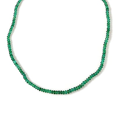 Certified and Appraised Rhapsody AAAA Zambian Emerald Beaded Graduated Necklace in 950 Platinum 36.00 ctw (18-20 Inches)