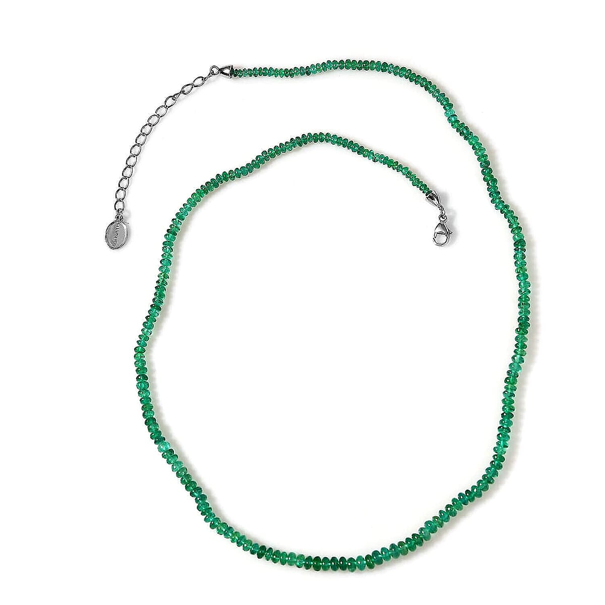 Doorbuster Certified & Appraised Rhapsody 950 Platinum AAAA Emerald Beaded Graduation Necklace (18 Inches) with 2 Inch Extender 36.00 ctw image number 6