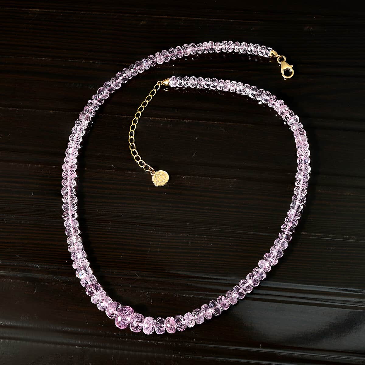 Certified & Appraised Iliana 18K Yellow Gold AAA Pink Morganite Beaded Necklace 18-20 Inches 145.00 ctw image number 4