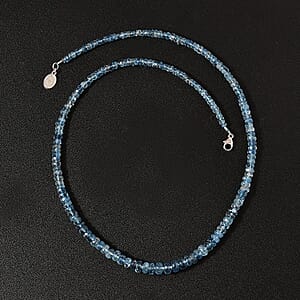 Deanna's Birthday Special Rhapsody AAAA Santa Maria Aquamarine Beaded Graduation Necklace, 950 Platinum Necklace, 18 Inch Necklace 68.10 ctw