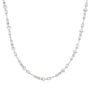 Lustro Stella Finest CZ Mixed Shapes Choker Necklace 13-16 Inches in Rhodium Over Sterling Silver 20.50 ctw