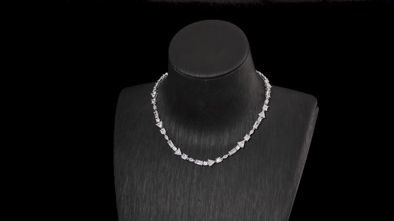 Lustro Stella Finest CZ Necklace 13-16 Inches in Rhodium Over Sterling Silver 5.90 ctw