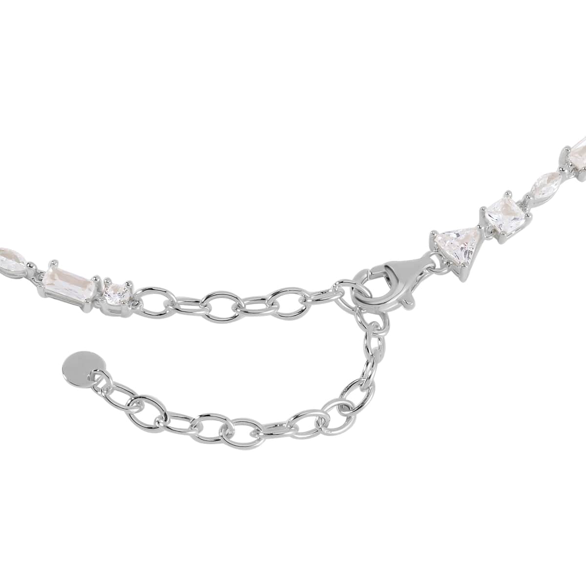 Lustro Stella Finest CZ Necklace 13-16 Inches in Rhodium Over Sterling Silver 5.90 ctw image number 3