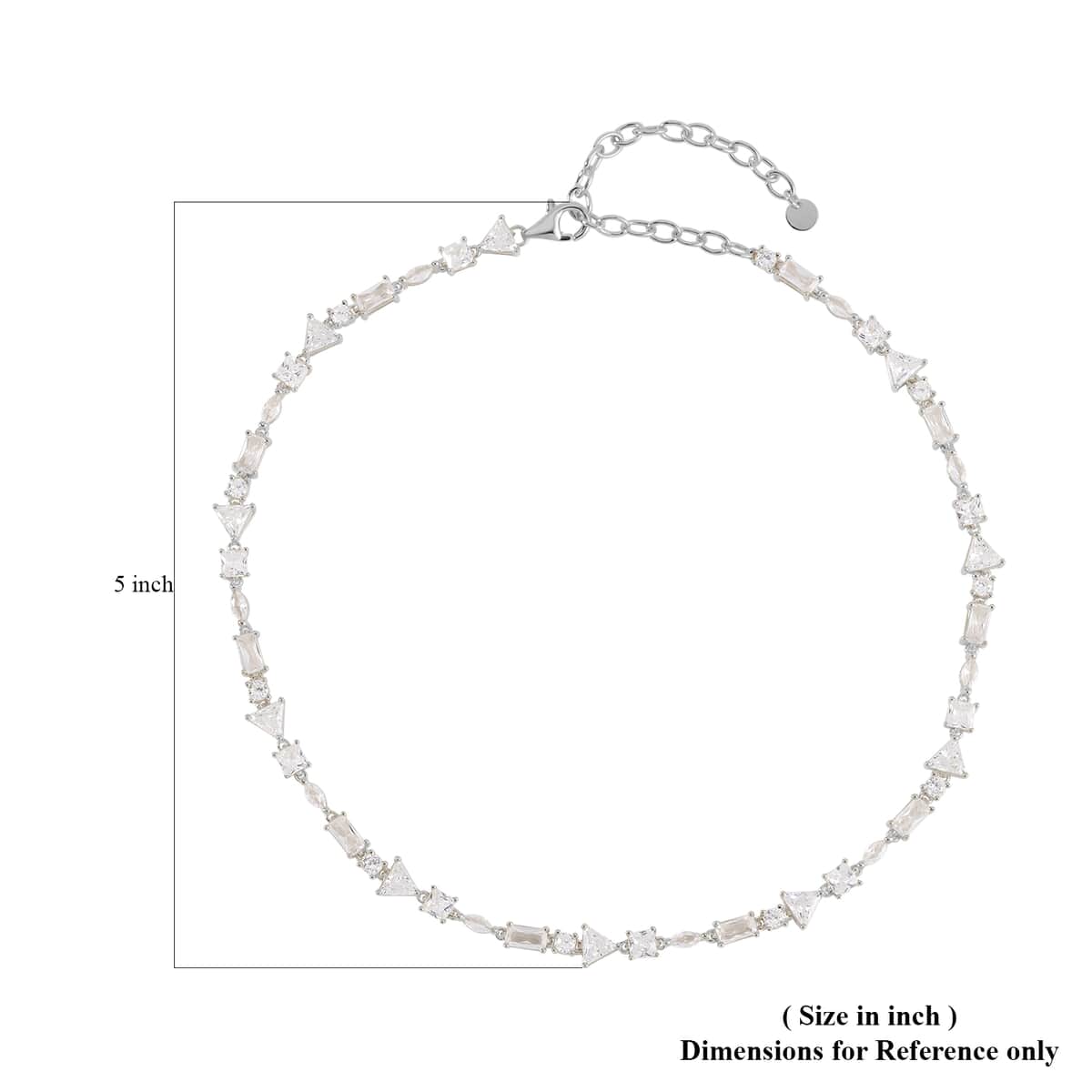 Lustro Stella Finest CZ Mixed Shapes Choker Necklace 13-16 Inches in Rhodium Over Sterling Silver 20.50 ctw image number 4