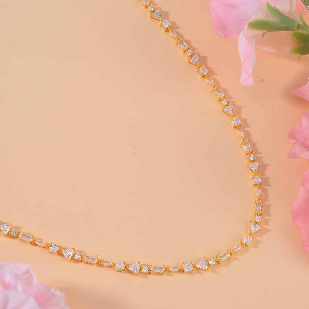 Lustro Stella Finest CZ Mixed Shapes Choker Necklace 13-16 Inches in Vermeil Yellow Gold Over Sterling Silver 20.50 ctw image number 1