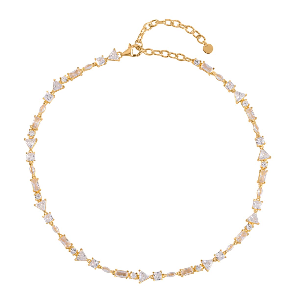 Lustro Stella Finest CZ Mixed Shapes Choker Necklace 13-16 Inches in Vermeil Yellow Gold Over Sterling Silver 20.50 ctw image number 2