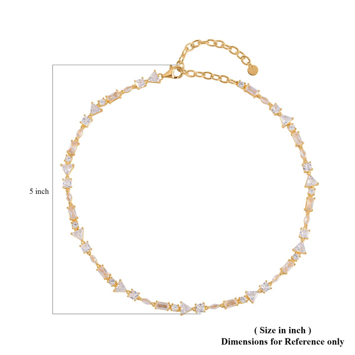 Lustro Stella Finest CZ Mixed Shapes Choker Necklace 13-16 Inches in Vermeil Yellow Gold Over Sterling Silver 20.50 ctw image number 4