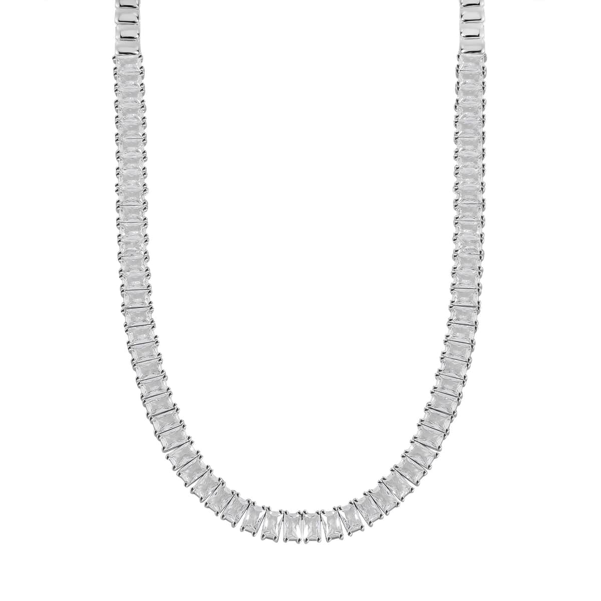 Lustro Stella Finest CZ Choker Necklace 13-16 Inches in Rhodium Over Sterling Silver 56.80 ctw image number 0