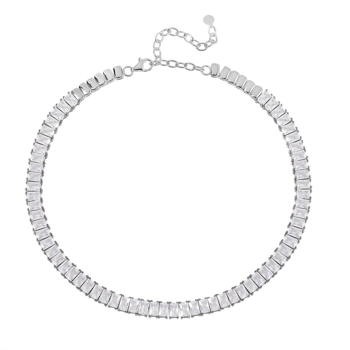 Lustro Stella Finest CZ Choker Necklace 13-16 Inches in Rhodium Over Sterling Silver 56.80 ctw image number 2