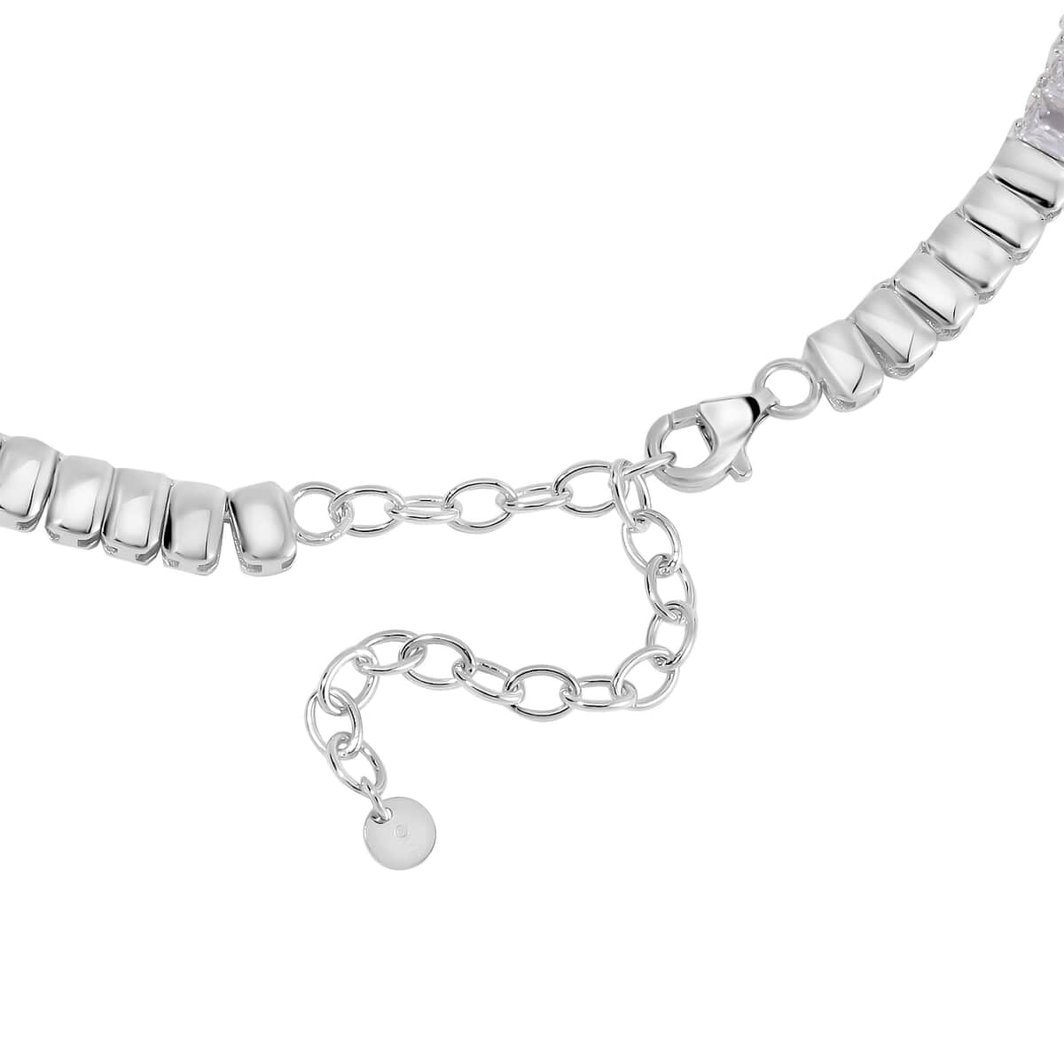 Lustro Stella Finest CZ Choker Necklace 13-16 Inches in Rhodium Over Sterling Silver 56.80 ctw image number 3