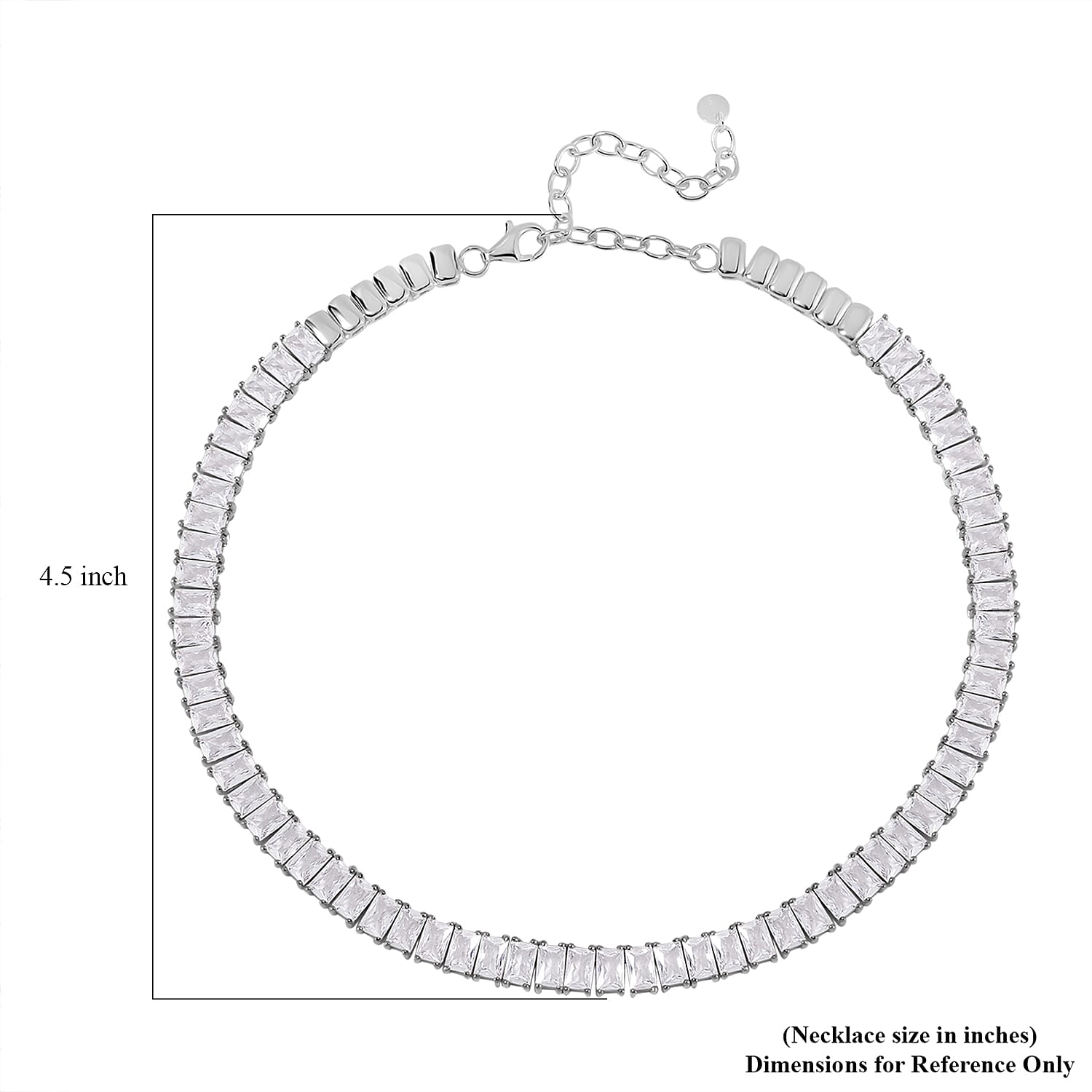 Lustro Stella Finest CZ Choker Necklace 13-16 Inches in Rhodium Over Sterling Silver 56.80 ctw