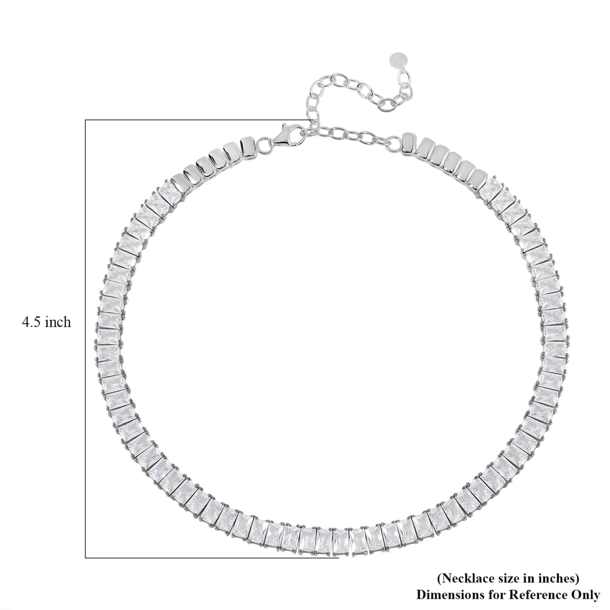 Lustro Stella Finest CZ Choker Necklace 13-16 Inches in Rhodium Over Sterling Silver 56.80 ctw image number 6