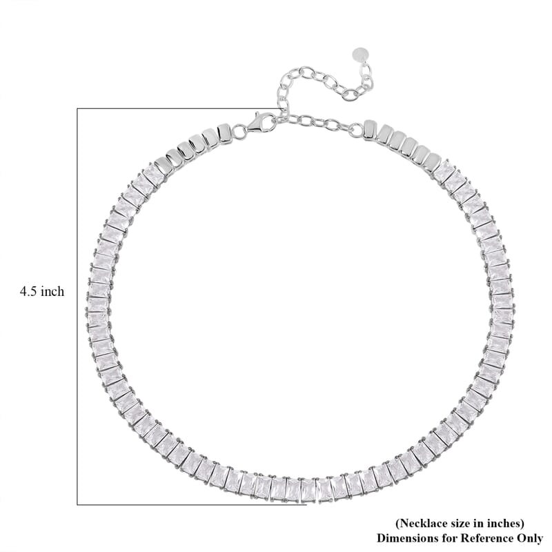 Lustro Stella Finest CZ Choker Necklace 13-16 Inches in Rhodium Over Sterling Silver 56.80 ctw