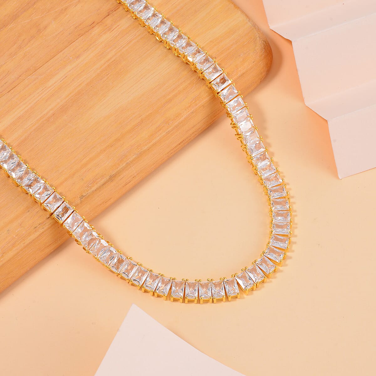 Lustro Stella Finest CZ Choker Necklace 13-16 Inches in Vermeil Yellow Gold Over Sterling Silver 56.80 ctw image number 1