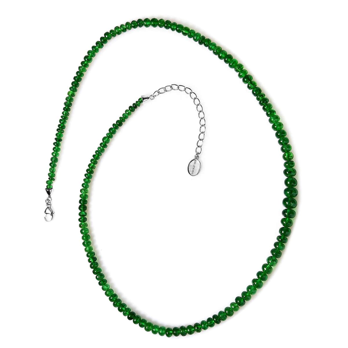 Rhapsody Certified & Appraised AAAA Tsavorite Garnet Beaded Graduation Necklace, 950 Platinum Necklace, 18-20 Inch Necklace 92.00 ctw image number 0