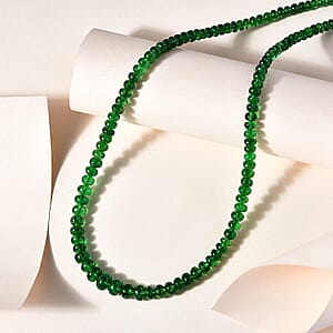 Rhapsody Certified & Appraised AAAA Tsavorite Garnet Beaded Graduated Necklace, 950 Platinum Necklace, 18-20 Inch Necklace 92.00 ctw