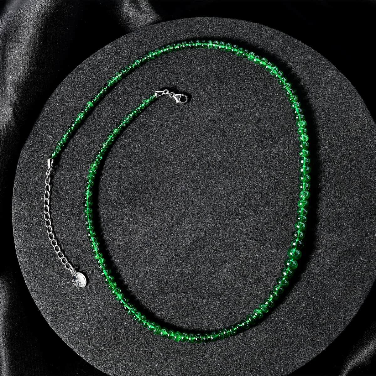 Rhapsody Certified & Appraised AAAA Tsavorite Garnet Beaded Graduation Necklace, 950 Platinum Necklace, 18-20 Inch Necklace 92.00 ctw image number 2