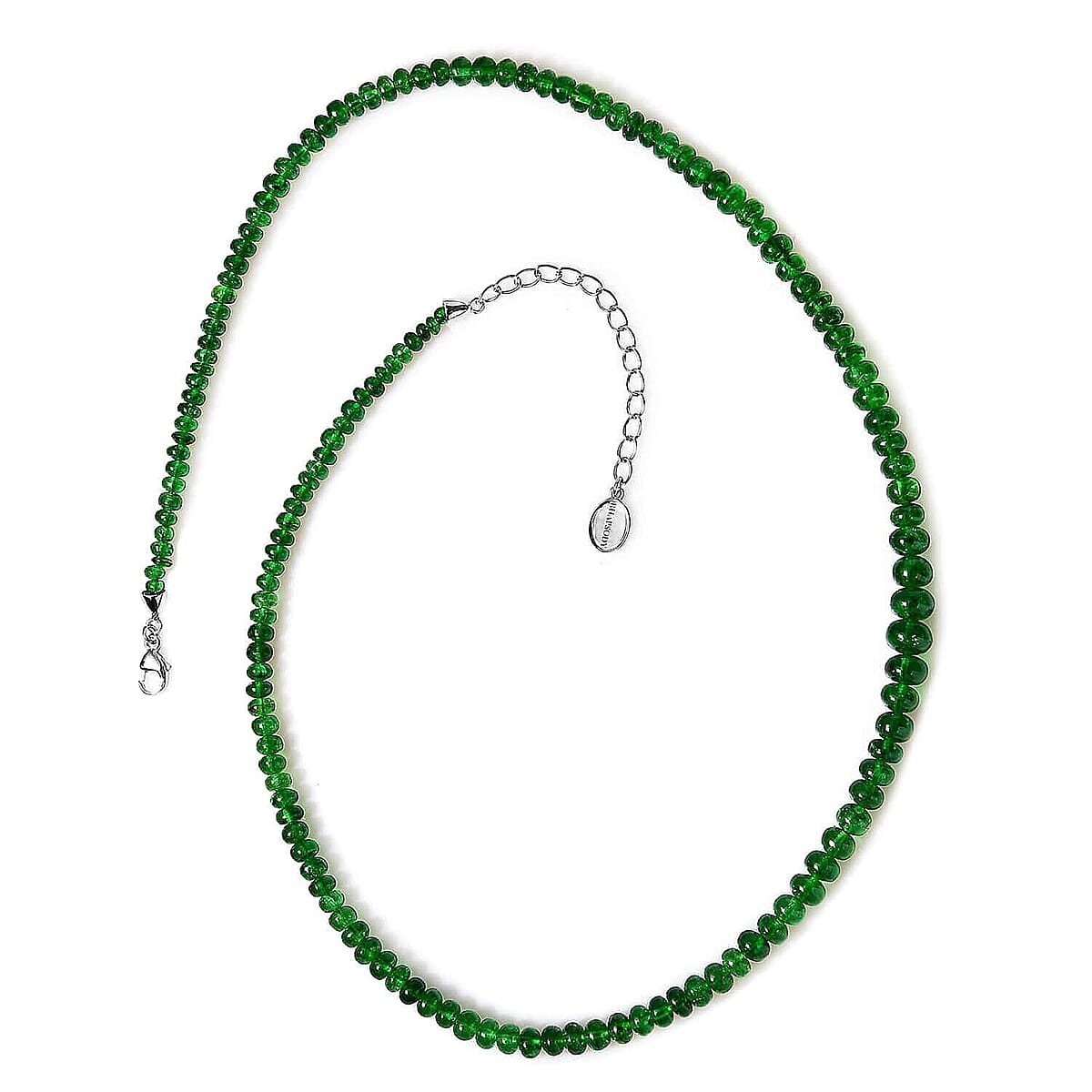 Rhapsody Certified & Appraised AAAA Tsavorite Garnet Beaded Graduated Necklace, 950 Platinum Necklace, 18-20 Inch Necklace 92.00 ctw image number 4